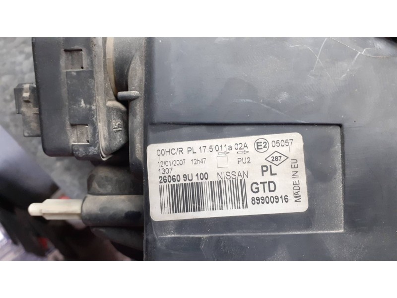 Recambio de faro izquierdo para nissan note (e11e) referencia OEM IAM 260609U100 89900916 