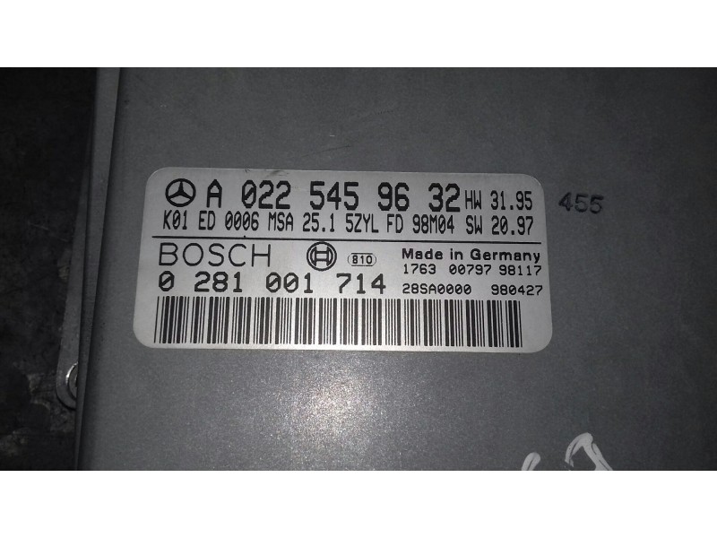 Recambio de centralita motor uce para mercedes-benz clase c (w202) berlina referencia OEM IAM A0225459632 0281001714 BOSCH