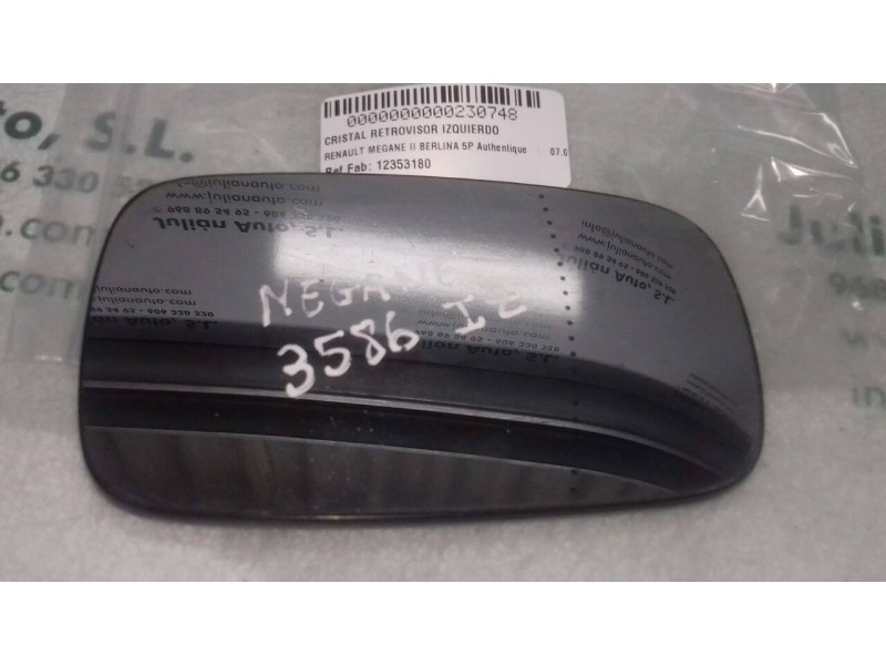 Recambio de cristal retrovisor izquierdo para renault megane ii berlina 5p authentique referencia OEM IAM 12353180  