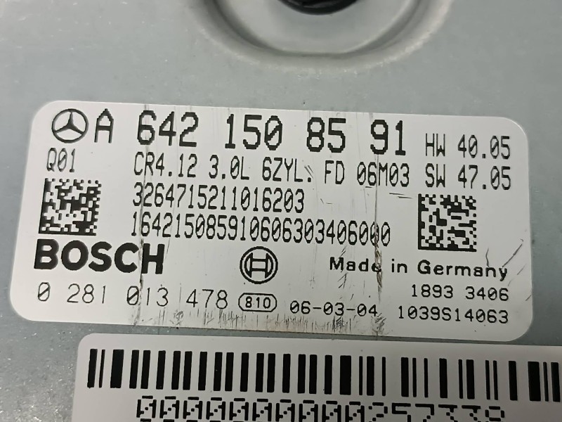 Recambio de centralita motor uce para mercedes-benz clase e (w211) berlina referencia OEM IAM A6421508591 0281013478 BOSCH