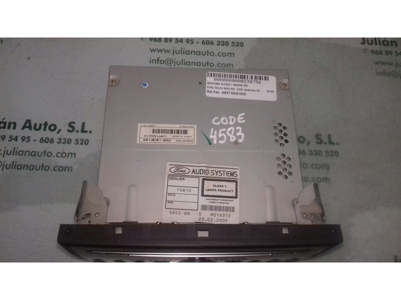 Recambio de sistema audio / radio cd para ford focus berlina (cap) ambiente (d) referencia OEM IAM 4M5T18C815CE  