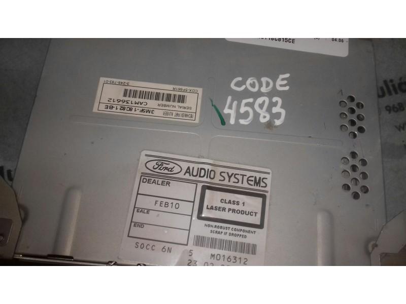 Recambio de sistema audio / radio cd para ford focus berlina (cap) ambiente (d) referencia OEM IAM 4M5T18C815CE  
