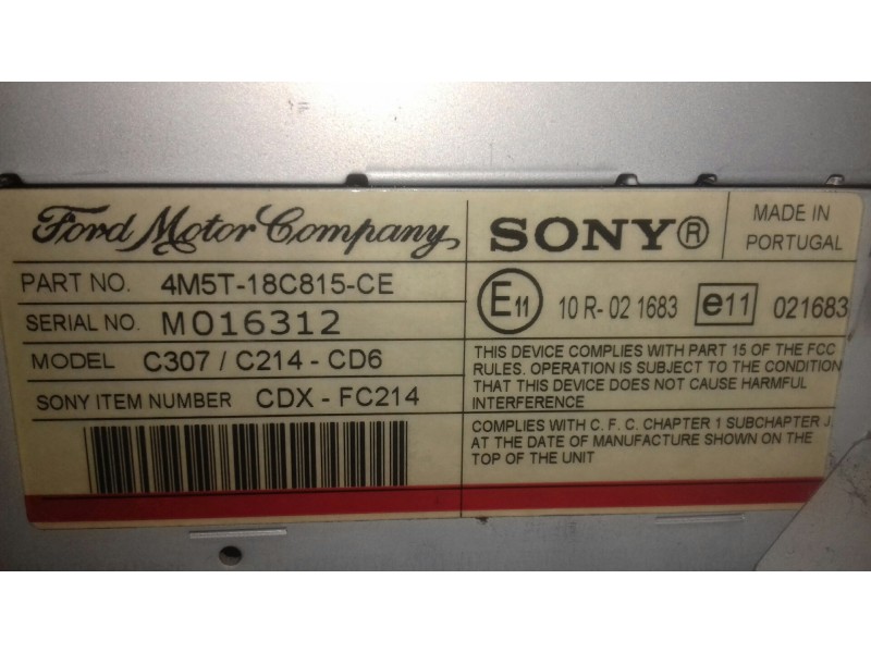 Recambio de sistema audio / radio cd para ford focus berlina (cap) ambiente (d) referencia OEM IAM 4M5T18C815CE  