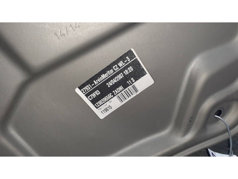 Recambio de elevalunas trasero derecho para skoda octavia berlina (1u2) referencia OEM IAM 1Z0839656C SIN MOTOR ELECTRICO