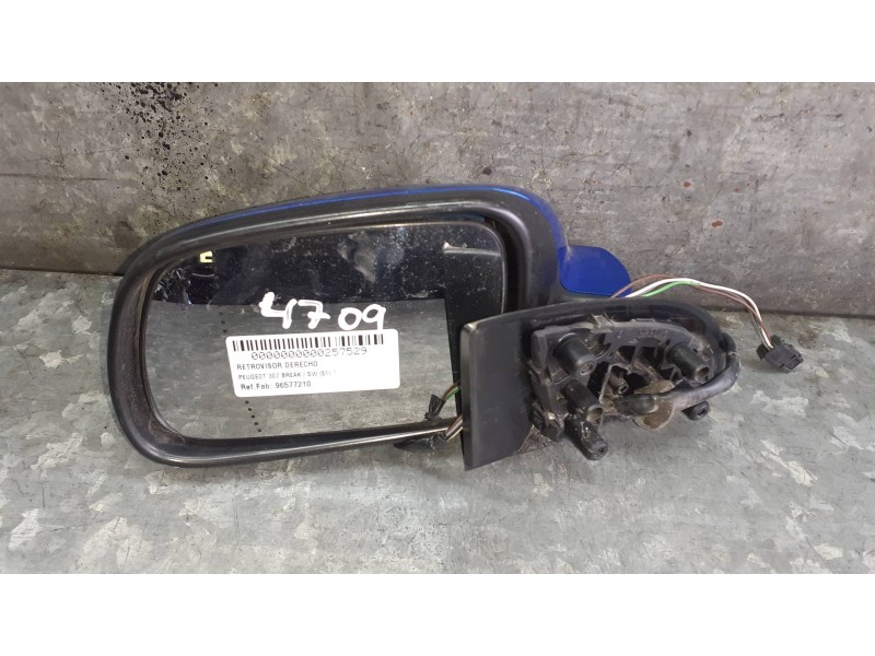Recambio de retrovisor derecho para peugeot 307 break / sw (s1) referencia OEM IAM 96577210 AZUL ELECTRICO