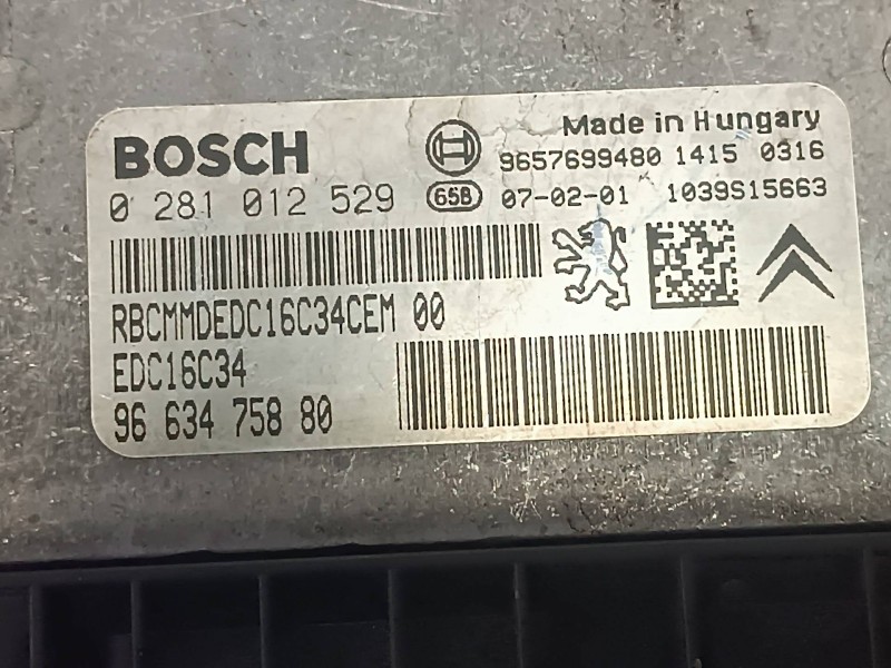 Recambio de centralita motor uce para citroen c3 referencia OEM IAM 9663475880 0281012529 BOSCH