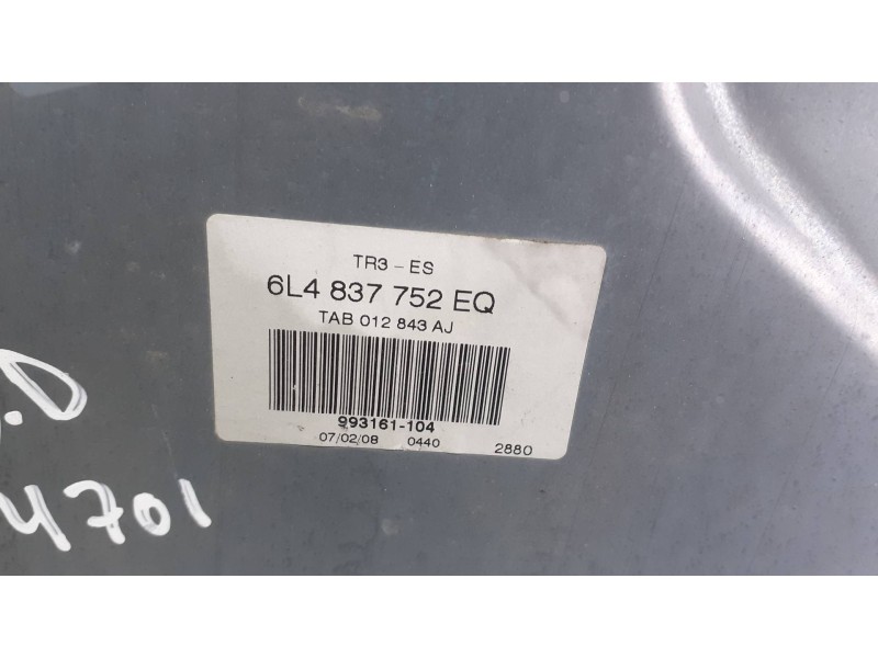 Recambio de elevalunas delantero derecho para seat ibiza (6l1) referencia OEM IAM 6L4837752EQ SIN MOTOR ELECTRICO