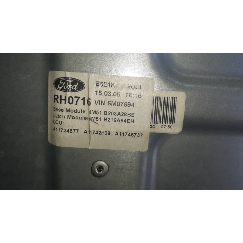 Recambio de elevalunas delantero derecho para ford focus berlina (cap) referencia OEM IAM 4M51B045H16AA SIN MOTOR ELECTRICO