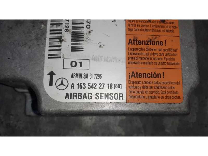Recambio de centralita airbag para mercedes-benz clase m (w163) referencia OEM IAM A163542271888 3M3I7296 A1635422718
