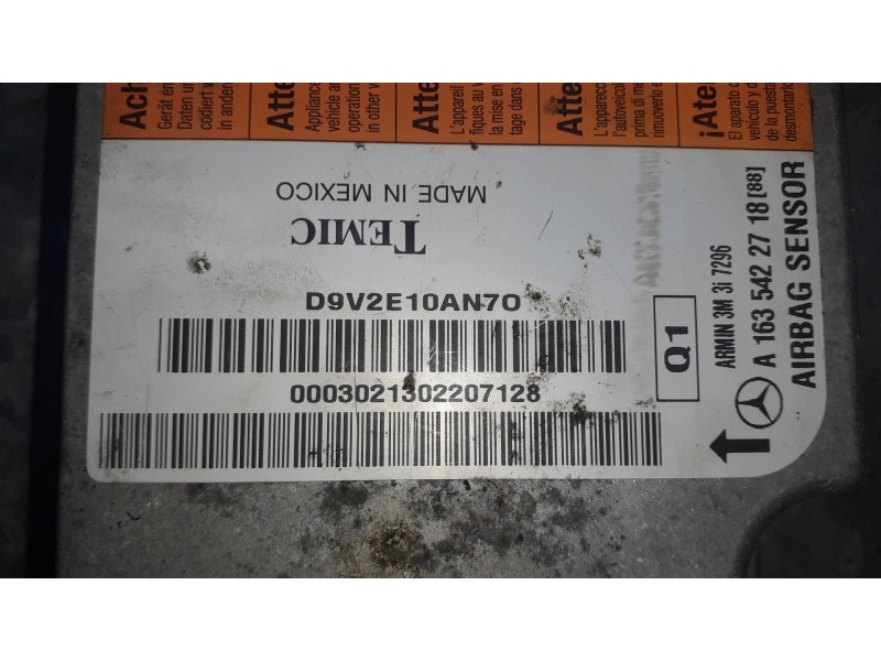Recambio de centralita airbag para mercedes-benz clase m (w163) referencia OEM IAM A163542271888 3M3I7296 A1635422718