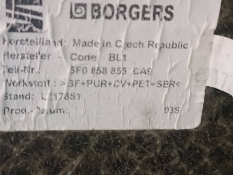 Recambio de alfombra maletero para cupra leon (kl1) referencia OEM IAM 5F0858855  