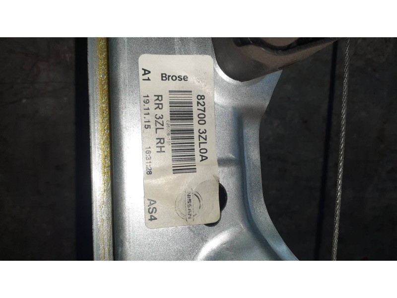 Recambio de elevalunas trasero derecho para nissan pulsar (c13) referencia OEM IAM 827003ZL0A CON MOTOR ELECTRICO
