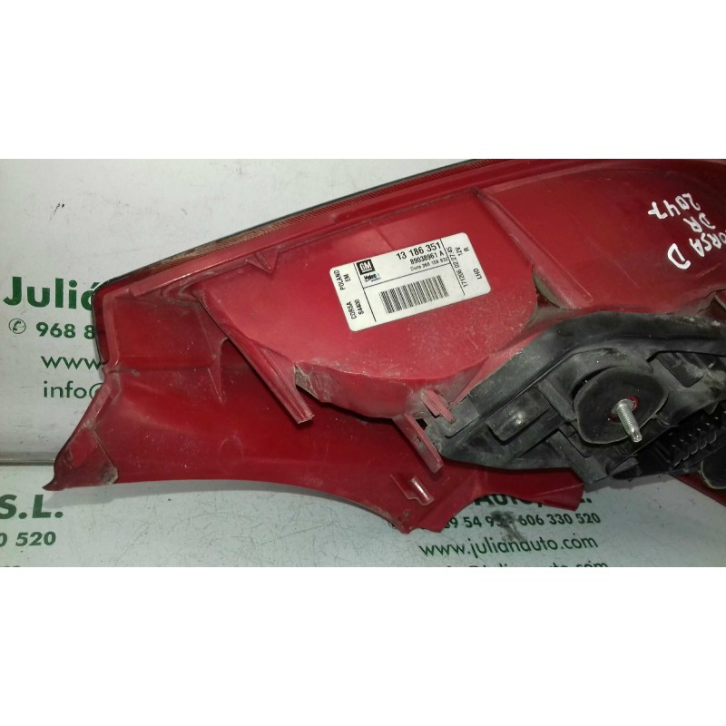 Recambio de piloto trasero derecho para opel corsa d ´´111 years´´ referencia OEM IAM 13186351 89038961A 