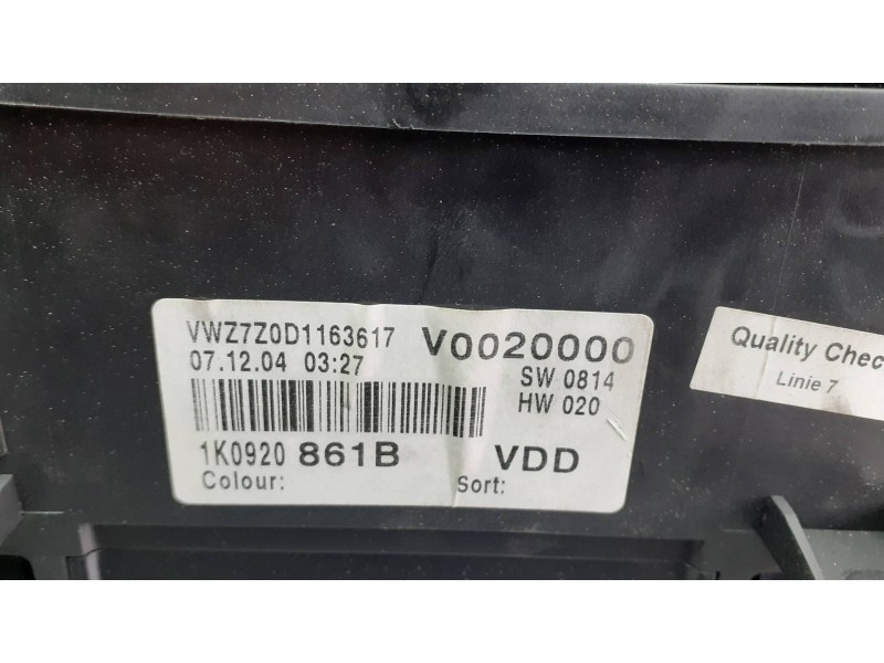 Recambio de cuadro instrumentos para volkswagen golf v berlina (1k1) referencia OEM IAM 1K0920861B 1100800247 SIEMENS VDO