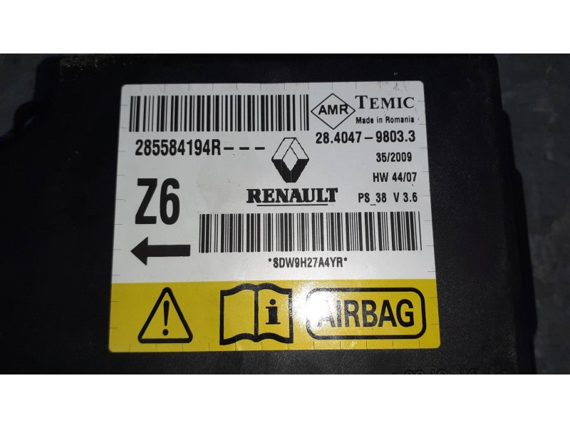 Recambio de centralita airbag para renault megane iii coupe referencia OEM IAM 285584194R 28404798033 TEMIC