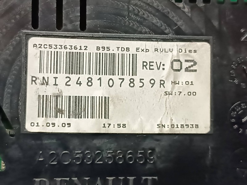 Recambio de cuadro instrumentos para renault megane iii berlina 5 p referencia OEM IAM RNI248107859R  
