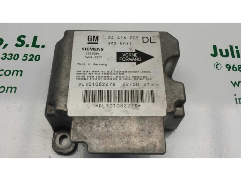 Recambio de centralita airbag para opel astra g berlina club referencia OEM IAM 24416703DL 5WK42977 1923594