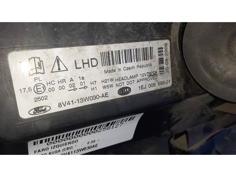 Recambio de faro izquierdo para ford kuga (cbv) referencia OEM IAM 8V4113W030AE  1EJ00969601