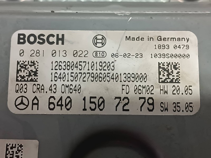 Recambio de centralita motor uce para mercedes-benz clase b (w245) referencia OEM IAM A6401507279 0281013022 BOSCH