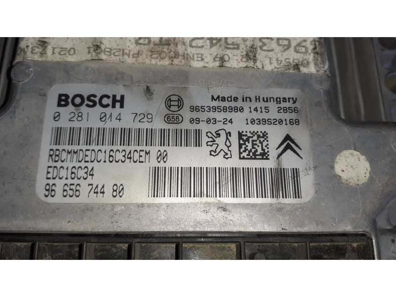 Recambio de centralita motor uce para peugeot 3008 referencia OEM IAM 9653958980 0281014729 BOSCH