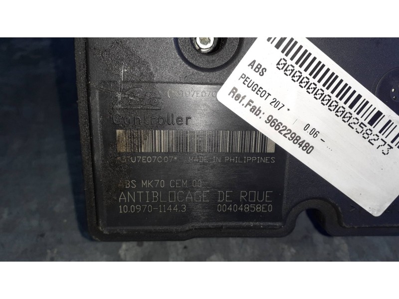 Recambio de abs para peugeot 207 referencia OEM IAM 9662298480 10020700924 ATE