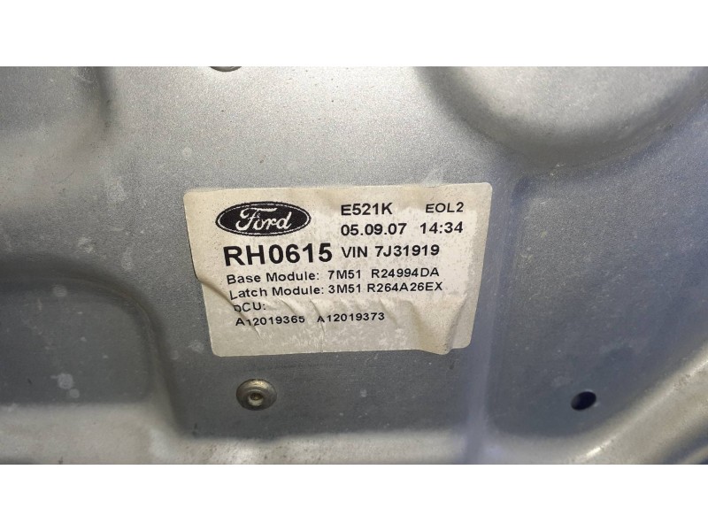 Recambio de elevalunas trasero derecho para ford c-max (cb3) referencia OEM IAM 7M51R24994DA SIN MOTOR ELECTRICO