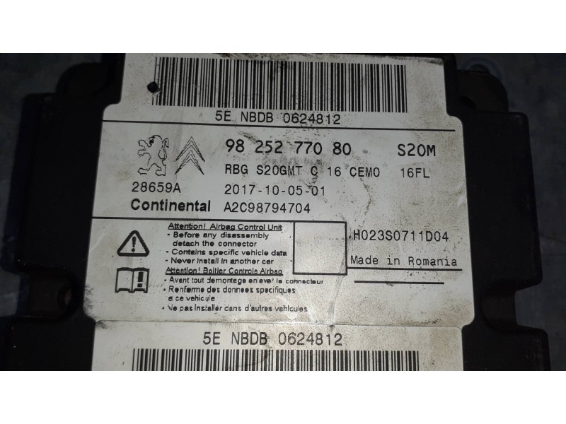 Recambio de centralita airbag para citroen c3 aircross referencia OEM IAM 9825277080 A2C98794704 CONTINENTAL