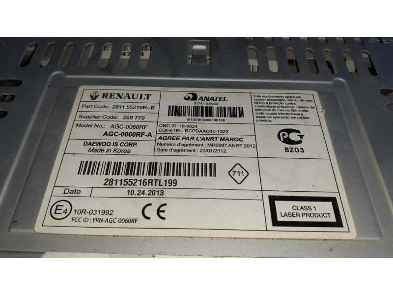 Recambio de sistema audio / radio cd para dacia lodgy referencia OEM IAM 281155216RB 3174106660 ANATEL