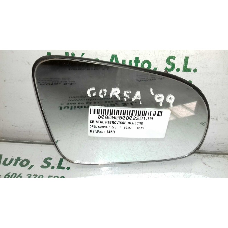 Recambio de cristal retrovisor derecho para opel corsa b eco referencia OEM IAM 146R  