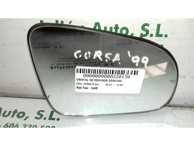 Recambio de cristal retrovisor derecho para opel corsa b eco referencia OEM IAM 146R  