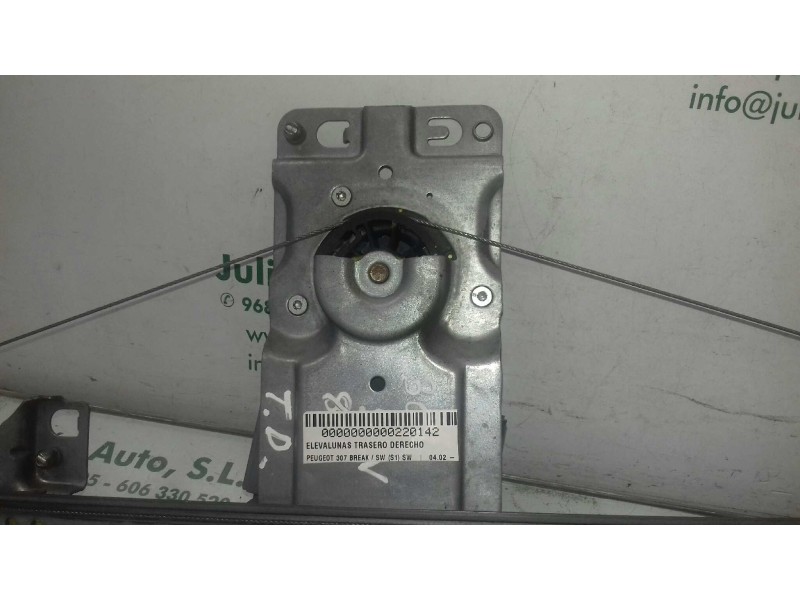 Recambio de elevalunas trasero derecho para peugeot 307 break / sw (s1) sw referencia OEM IAM 116330 963848 ELECTRICO