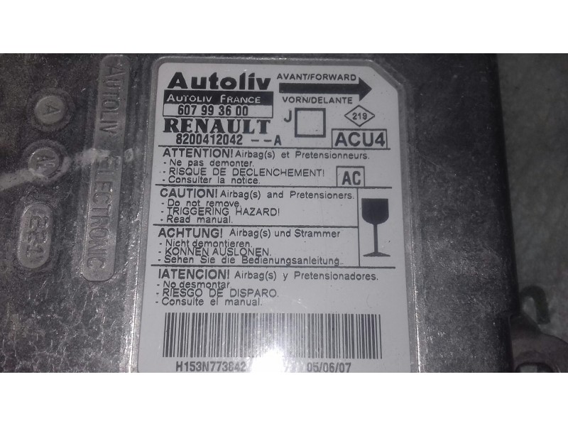 Recambio de centralita airbag para renault scenic ii authentique referencia OEM IAM 8200412042A 607993600 AUTOLIV