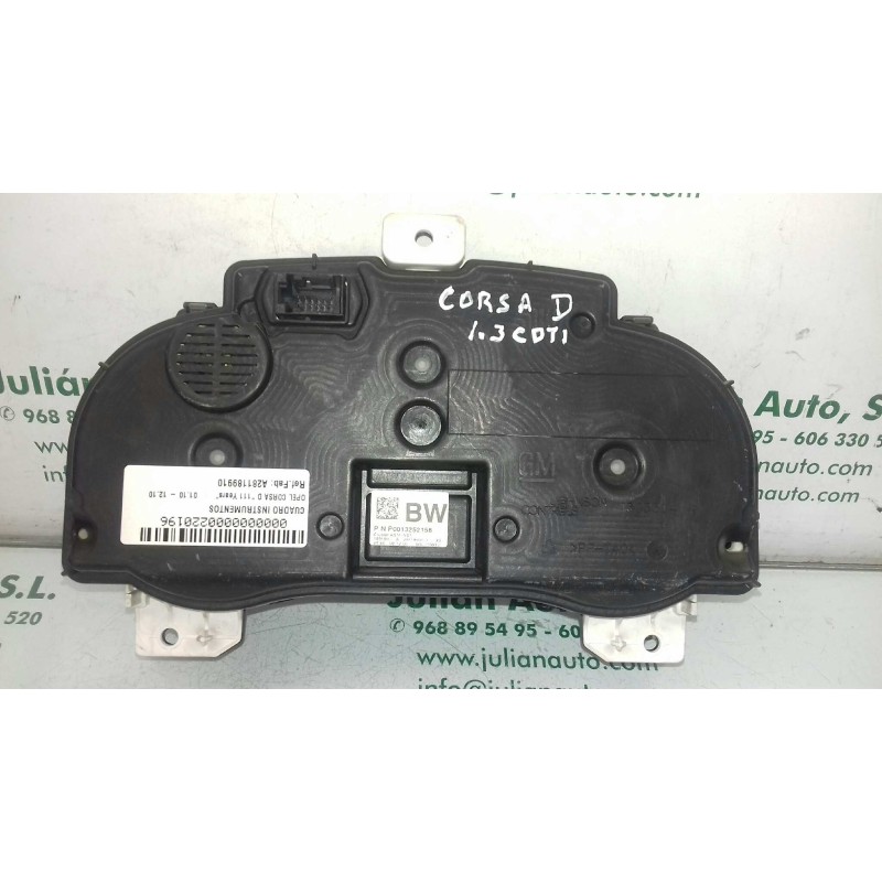 Recambio de cuadro instrumentos para opel corsa d ´´111 years´´ referencia OEM IAM A281189910 1344277 1303295