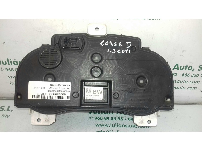 Recambio de cuadro instrumentos para opel corsa d ´´111 years´´ referencia OEM IAM A281189910 1344277 1303295