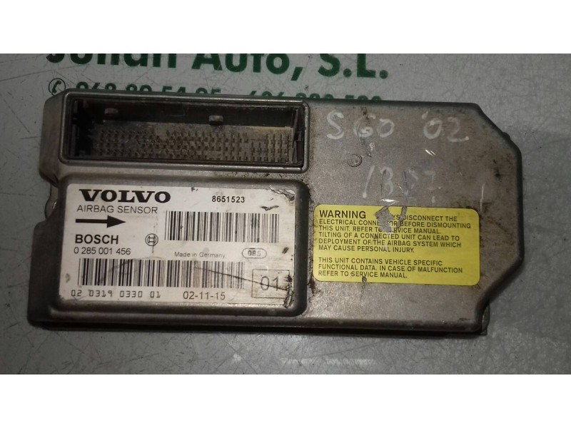 Recambio de centralita airbag para volvo s60 berlina 2.4 d referencia OEM IAM 8651523 0285001456 BOSCH