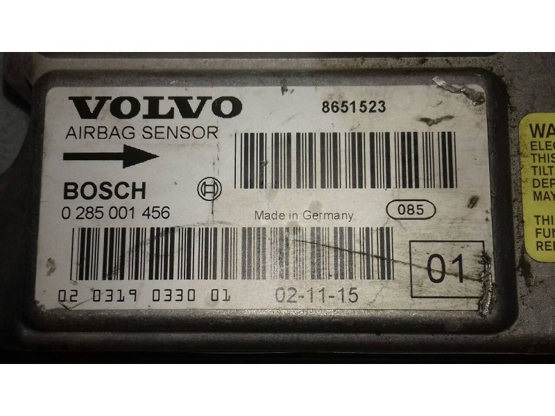 Recambio de centralita airbag para volvo s60 berlina 2.4 d referencia OEM IAM 8651523 0285001456 BOSCH