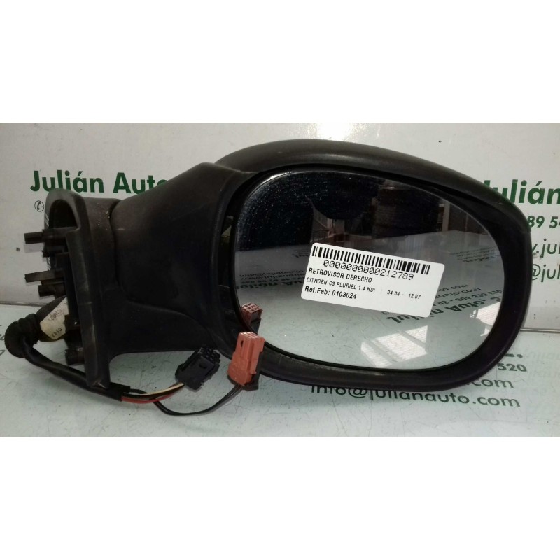 Recambio de retrovisor derecho para citroen c3 pluriel 1.4 hdi referencia OEM IAM 0103024 012026 ELECTRICO