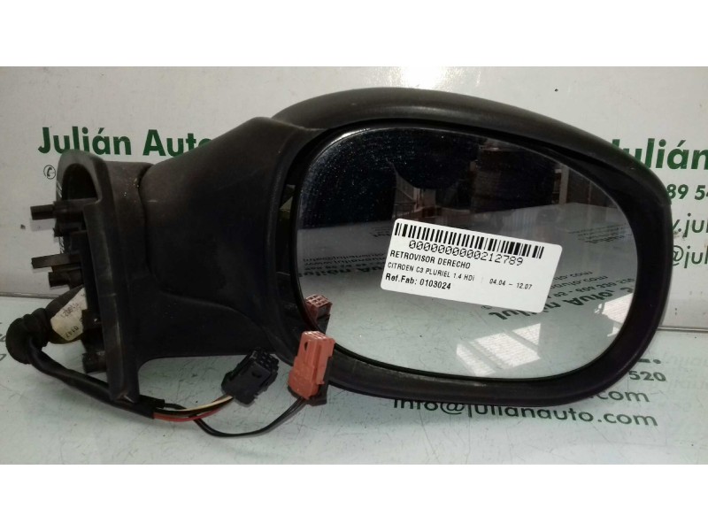 Recambio de retrovisor derecho para citroen c3 pluriel 1.4 hdi referencia OEM IAM 0103024 012026 ELECTRICO