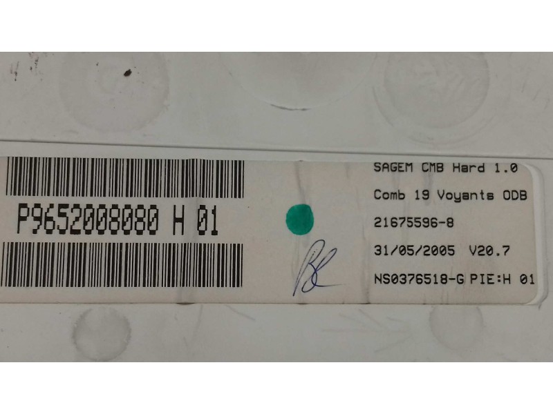Recambio de cuadro instrumentos para citroen c3 pluriel 1.4 hdi referencia OEM IAM 9652008080 216755968 NS0376518G