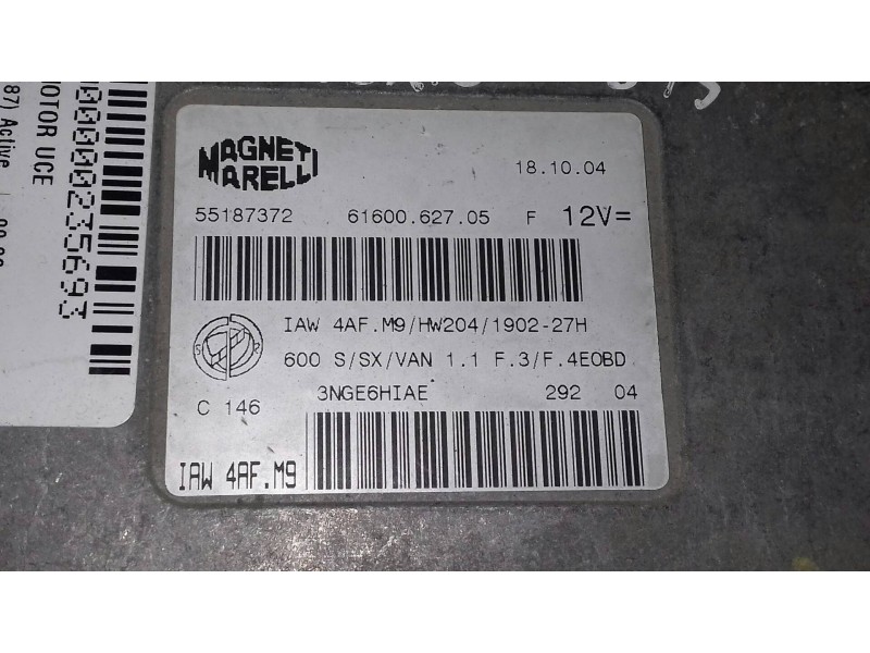 Recambio de centralita motor uce para fiat seicento (187) active referencia OEM IAM 55187372 6160062705 