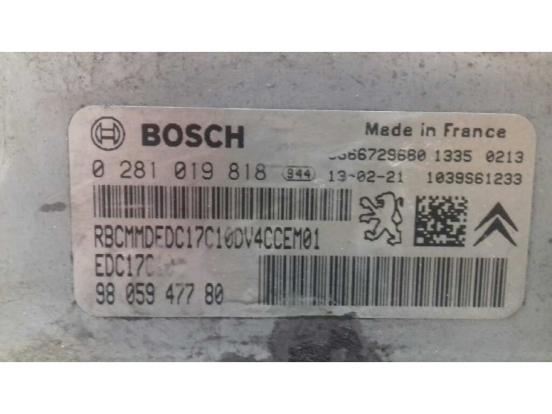 Recambio de centralita motor uce para citroen ds3 design referencia OEM IAM 9805947780 0281019818 KIT - BOSCH