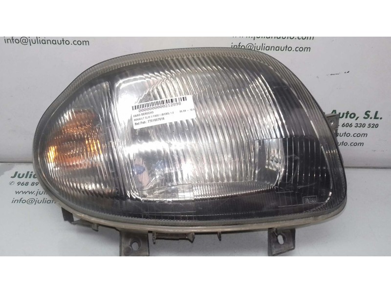 Recambio de faro derecho para renault clio ii fase i (b/cbo) 1.2 referencia OEM IAM 7701697618   Recambio de faro derecho para renault clio ii fase i (b/cbo) 1.2 referencia OEM IAM 7701697618