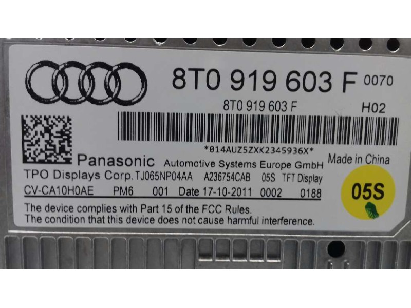 Recambio de pantalla multifuncion para audi a4 ber. (b8) básico referencia OEM IAM 8T0919603F  PANASONIC