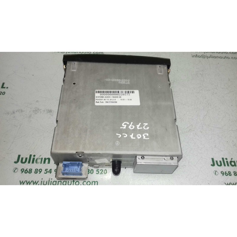 Recambio de sistema audio / radio cd para peugeot 307 cc (s1) 2.0 referencia OEM IAM 7607769050 BP905049662750 BLAUPUNKT