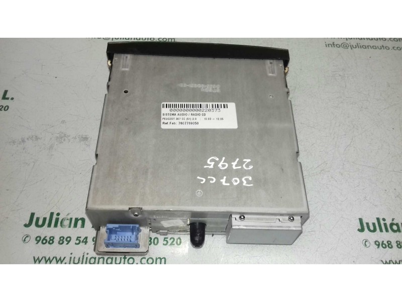 Recambio de sistema audio / radio cd para peugeot 307 cc (s1) 2.0 referencia OEM IAM 7607769050 BP905049662750 BLAUPUNKT
