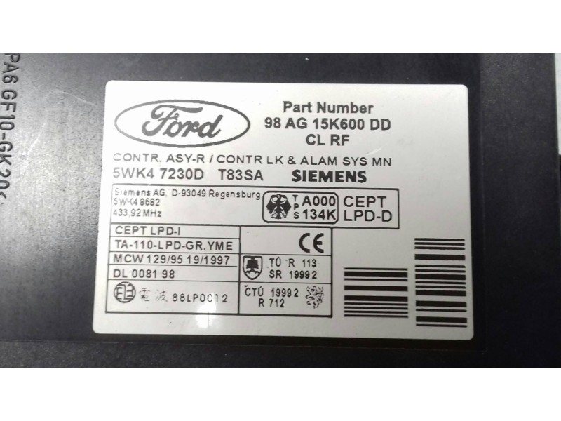 Recambio de modulo confort para ford focus berlina (cak) ambiente referencia OEM IAM 98AG15K600DD 5WK47230D SIEMENS