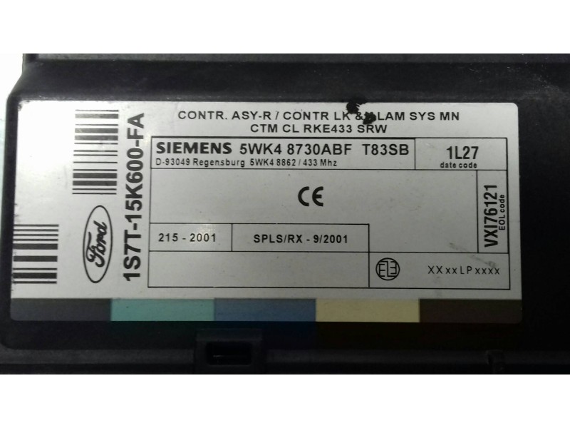 Recambio de modulo confort para ford focus berlina (cak) trend referencia OEM IAM 1S7T15K600FA 5WK48730ABF SIEMENS