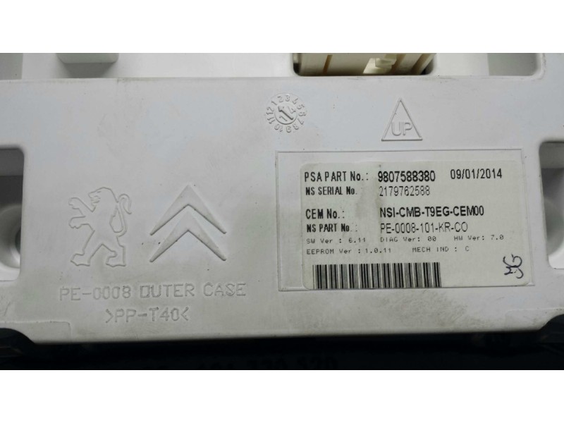 Recambio de cuadro instrumentos para peugeot 308 access referencia OEM IAM 9807588380 2179762588 PE0008101KRCO