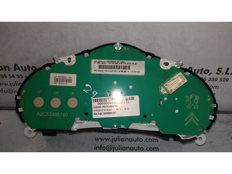Recambio de cuadro instrumentos para citroen c3 attraction referencia OEM IAM 96665881XT A2C53385740 A2C53365600