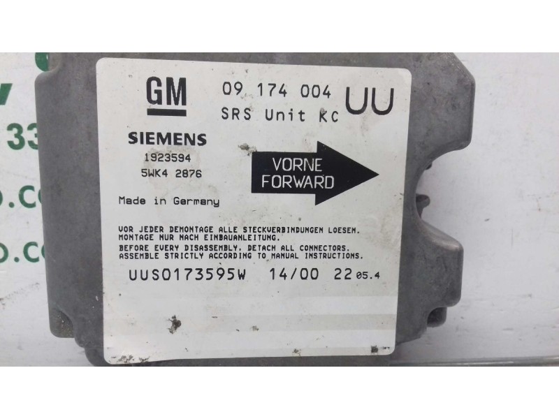 Recambio de centralita airbag para opel astra g berlina club referencia OEM IAM 09174004 5WK42876 1923594